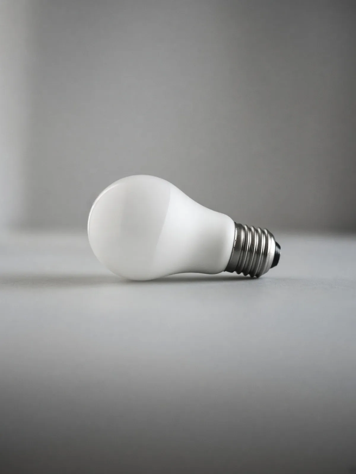 A frosted lightbulb lying on its side on a desk
